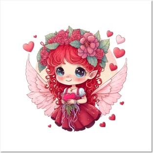 Cute Chibi Floral Valentine Fairy Posters and Art